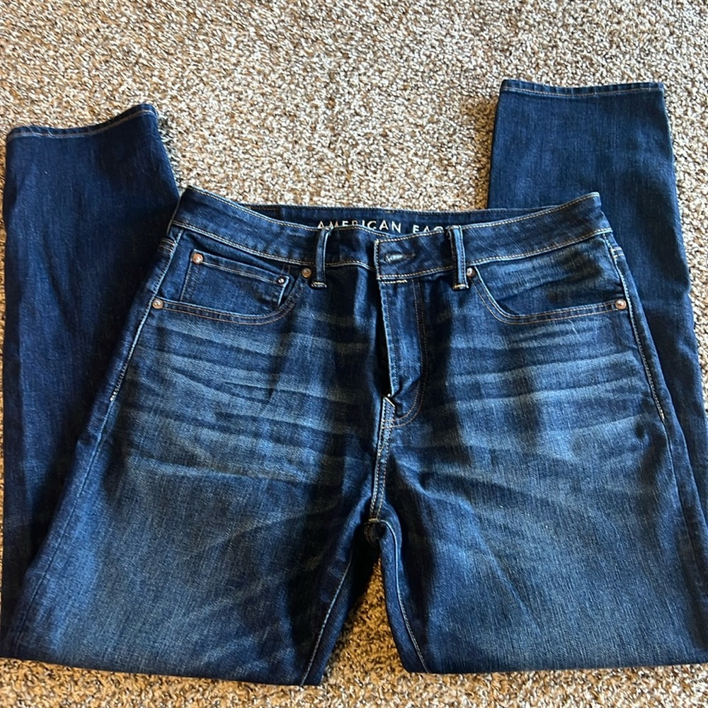 American Eagle Navy Blue Jeans Athletic Fit 34x32